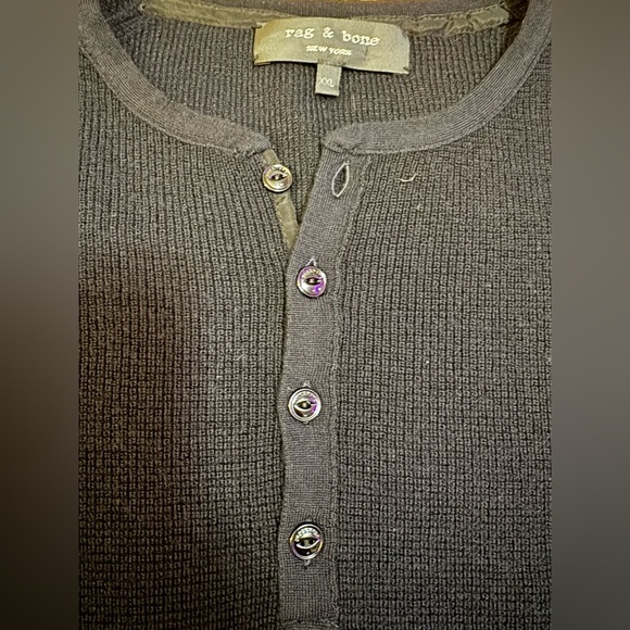 Rag & Bone 100% Merino Wool Button Sweater Black XXL NWOT - Picture 3 of 6